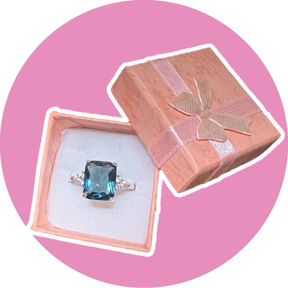 🔥2/$24 or 3/$30🔥Elegant Blue Gemstone Fashion Silver Ring